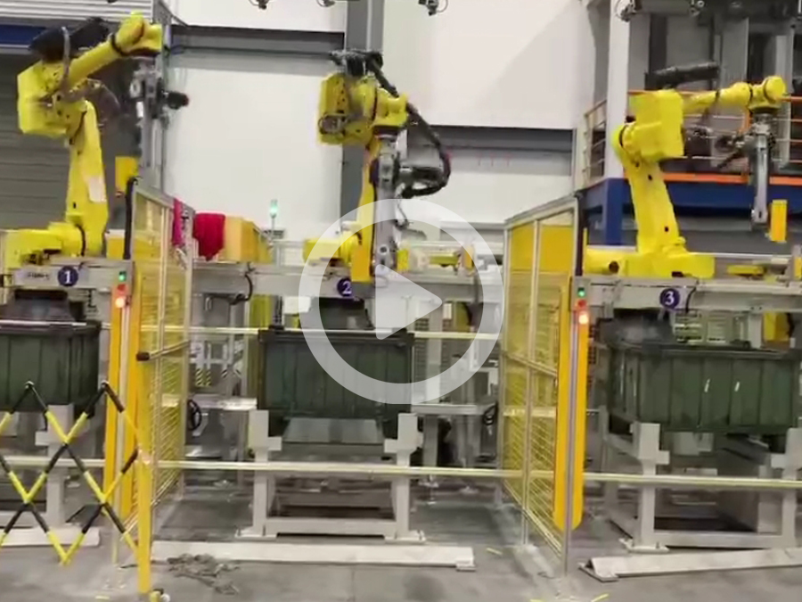 智能工廠中的機(jī)械手電永磁夾具工作現(xiàn)場(chǎng)